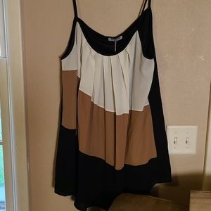 Womens Striped Pleated Tank